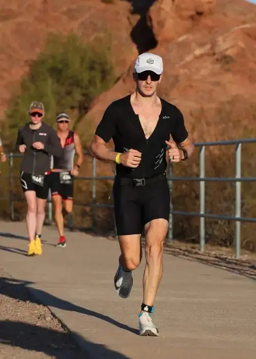 Anthony Ivone running in the final segment of the Arizona triathlon.